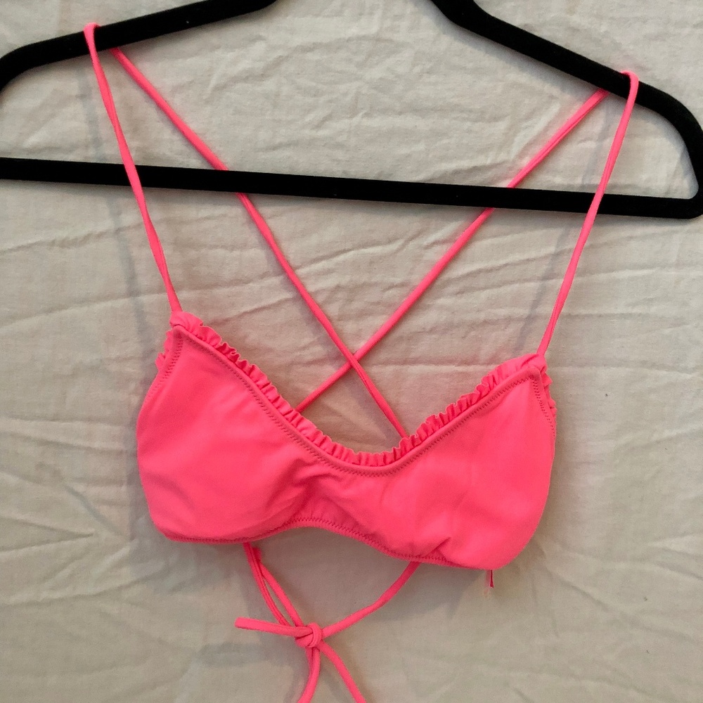 Victoria's Secret Hot Pink Frills Bikini Top -Sz S